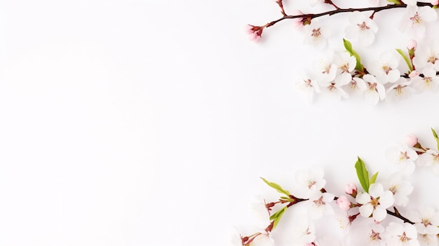 a branch with white flowers on it