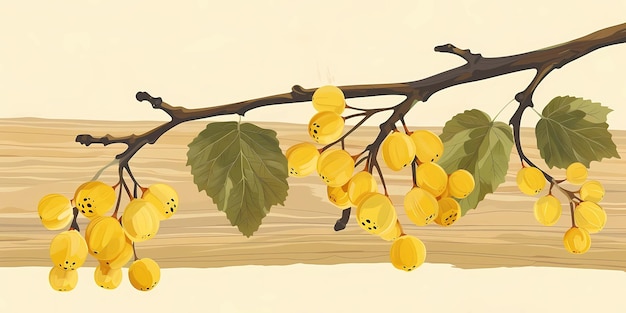 Photo a branch with yellow flowers and a smiley face