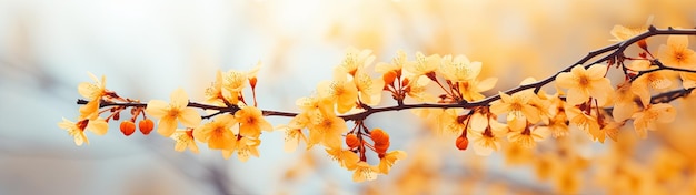 a branch with yellow flowers