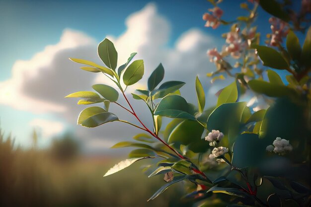 Branches of a blossom tree Blurred bokeh Pink flowers Generative AI Art Beautiful view