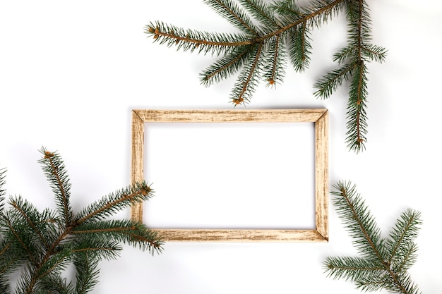 Branches of fir tree and frame