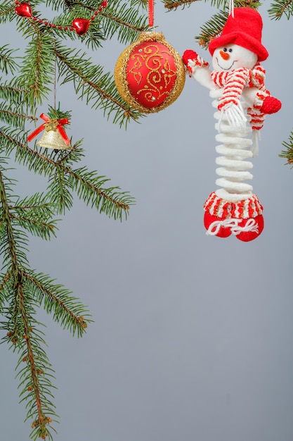 Branches of fir tree with Christmas ornament