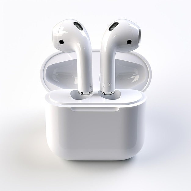 Brand New Realistic AirPods on White Background for Tech Enthusiasts