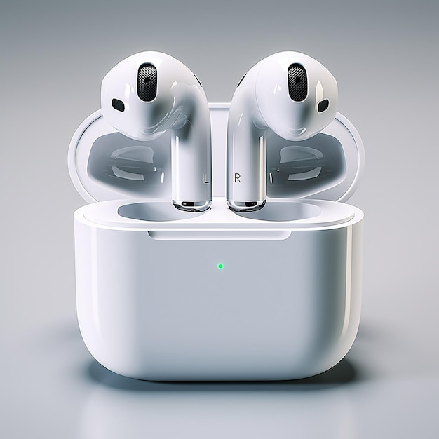 Brand New Realistic AirPods on White Background for Tech Enthusiasts