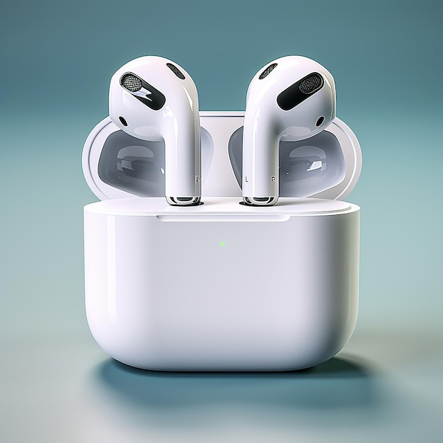 Brand New Realistic AirPods on White Background for Tech Enthusiasts