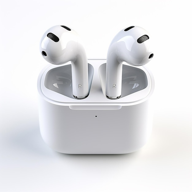 Brand New Realistic AirPods on White Background for Tech Enthusiasts