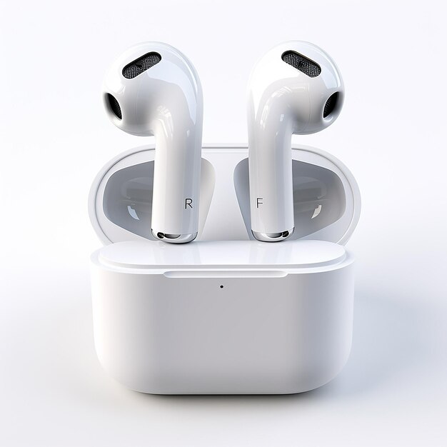 Brand New Realistic AirPods on White Background for Tech Enthusiasts