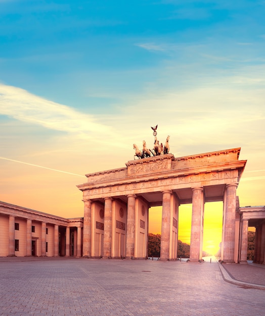 Brandenburg Gate in Berlin, Germany at sunset