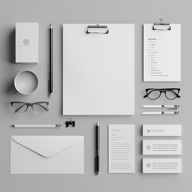 Photo branding mockup for corporate business stationery set design