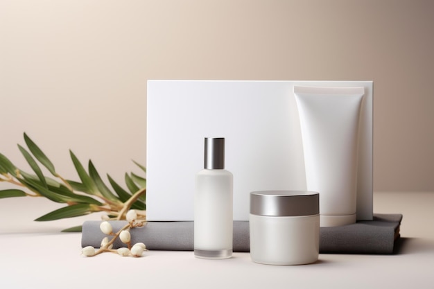 Branding set packaging cosmetics bottle studio shot