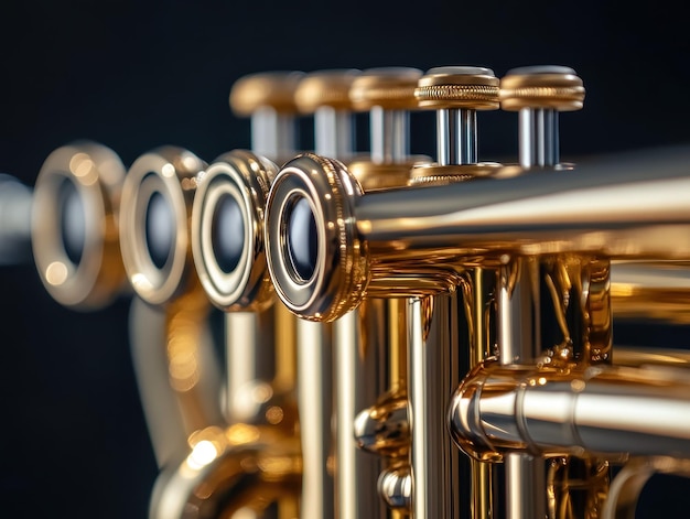 Photo brass instruments including trumpet trombone and tuba