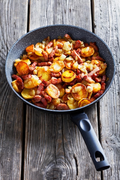 Bratkartoffeln german potato with bacon and onion