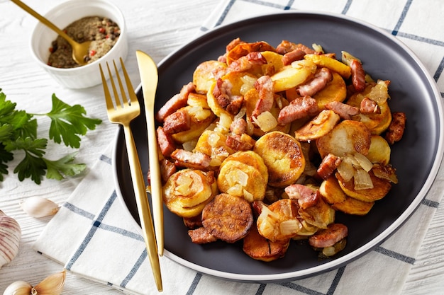 Bratkartoffeln german potato with bacon and onion