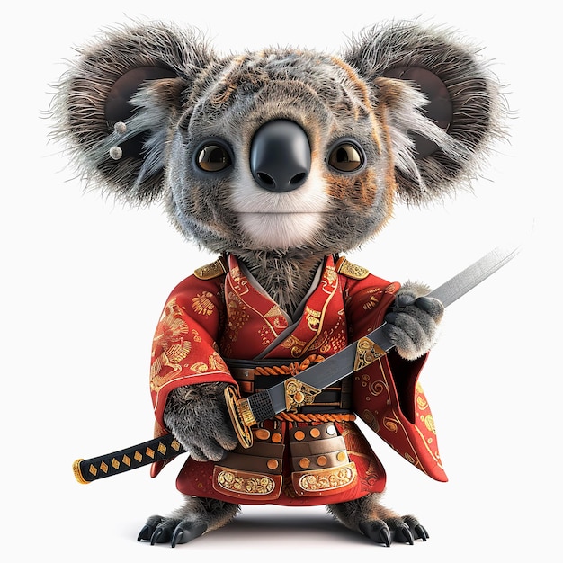 Brave Koala cartoon illustration Strong Koala Samurai warrior cartoon