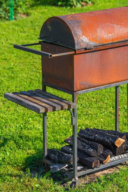 Brazier in country garden