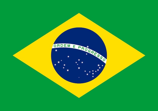 Brazil flag in official colors and proportion correctly