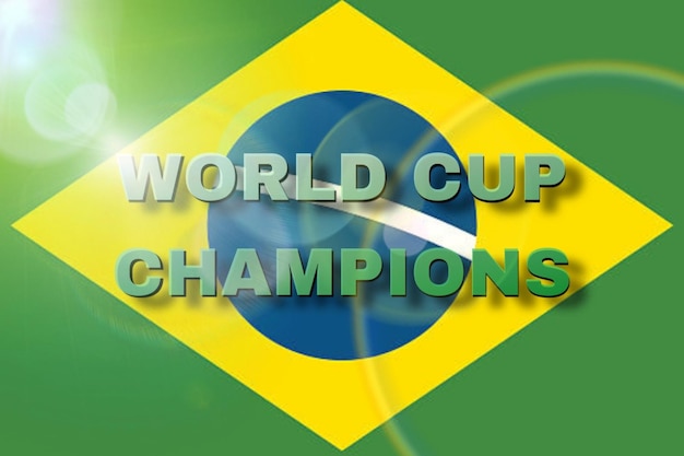 Brazil flag wallpaper with World Cup Champions text