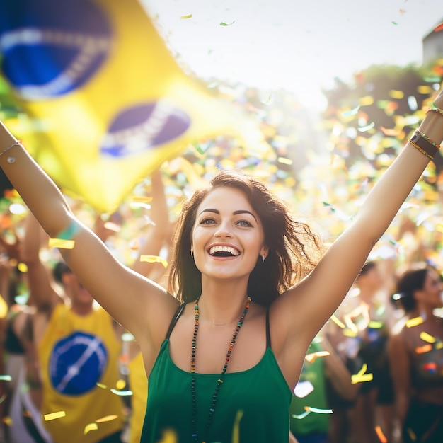 Photo brazil independence day celebrating with people mady by ai