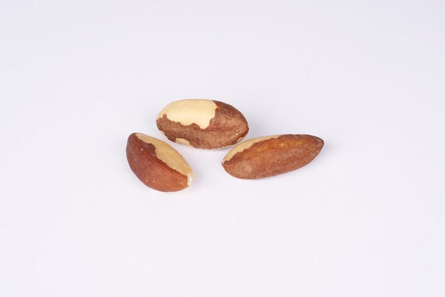 Brazil nut on white background.