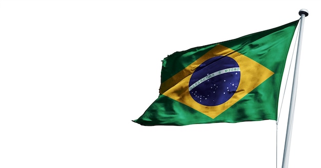 brazil waving 3D render Flag, on a blue sky background. - image