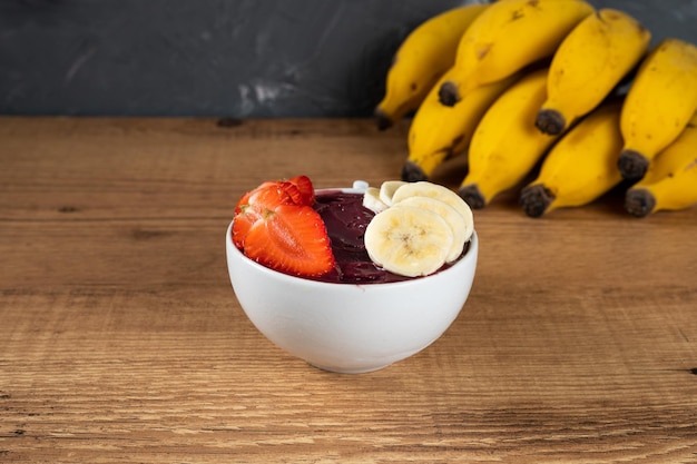 Brazilian Acai Bowl with Banana and Strawberry