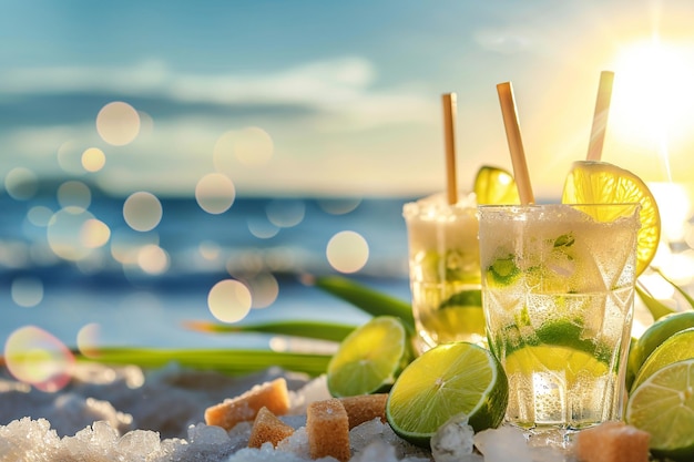 Photo brazilian beach party with fresh caipirinhas