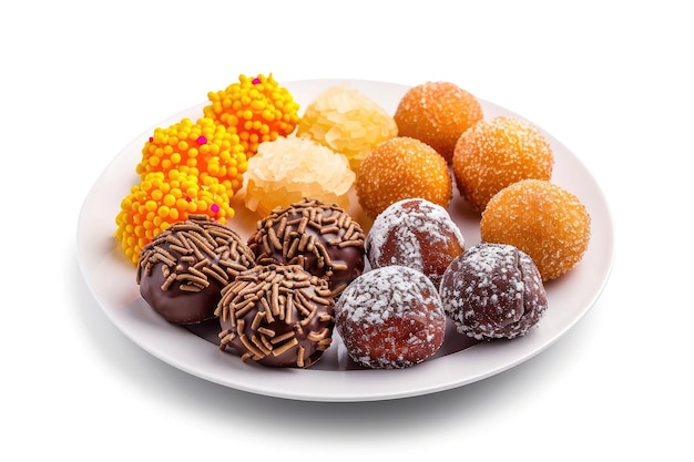 Brazilian Carnival Sweets and Desserts Displayed on White Background