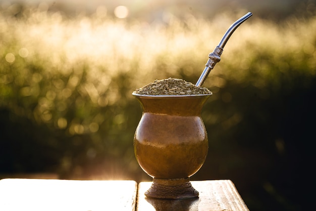 Brazilian chimarrão, hot drink of yerba mate, a traditional infusion from the south of the country