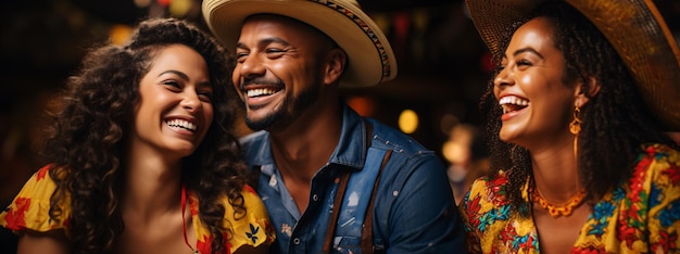 A Brazilian couple dressed in festa junina clothes the feast of San Joao