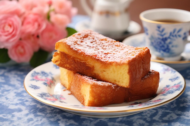 Brazilian Dessert in a pastel blue and pink floral folk style