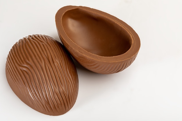 Brazilian Easter chocolate egg, isolated on white surface.