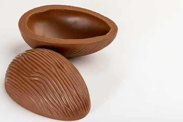 Brazilian Easter chocolate egg, isolated on white surface.