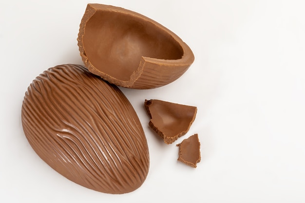 Brazilian Easter chocolate egg, isolated on white surface.