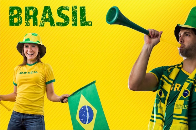 Brazilian Fans couple Celebrating