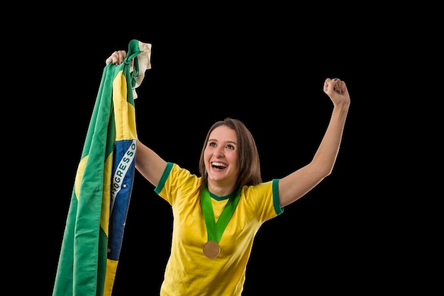 Brazilian Female Athlete Winning a golden medal