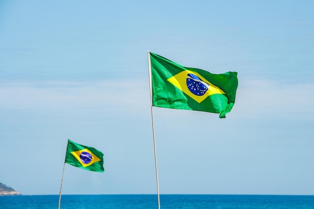 Brazilian flag outdoors in Rio de Janeiro Brazil