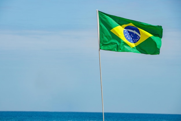 Brazilian flag outdoors in Rio de Janeiro Brazil