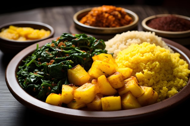 brazilian food cuzcuz and cous cous with cassava farofa