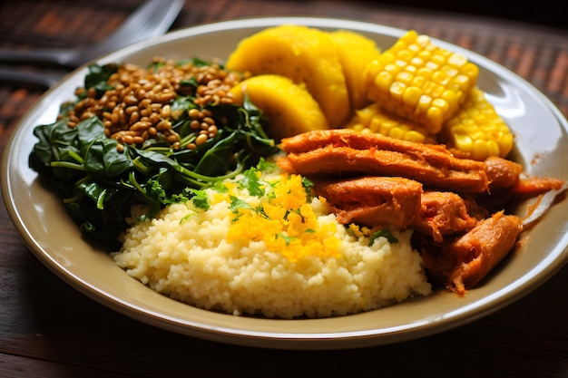 brazilian food cuzcuz and cous cous with cassava farofa