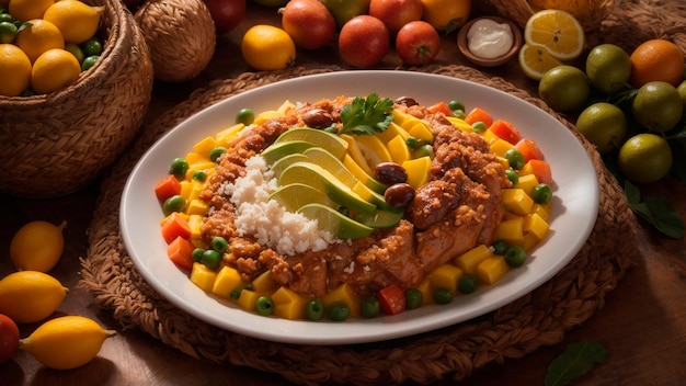 Brazilian Food on a Table Full of Fruits