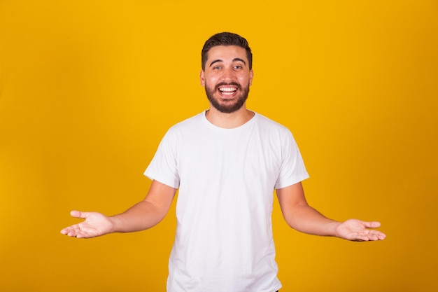 Brazilian Latin American man with open arms feeling of happiness gratitude celebration joy relief