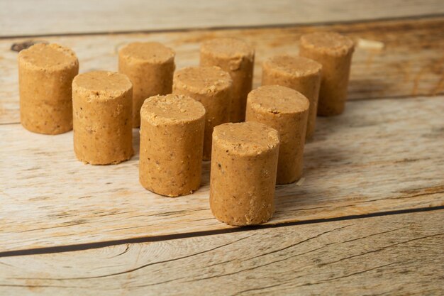 brazilian paçoca, traditional snack or dessert made of peanuts