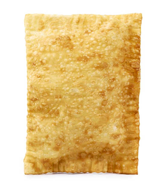 Brazilian pastry typical fried salty stuffed with ground beef sauce and pepper typical brazilian salt served in bakeries bars and restaurants isolated white background copy space