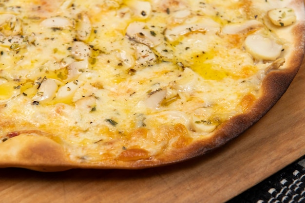 Brazilian pizza with mushroom cheese and oregano