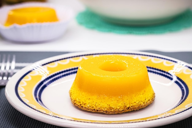 Brazilian quindim is a sweet made from egg yolk sugar and grated coconut Corresponds to the Portuguese recipe known as brisadoLis using grated coconut or almond