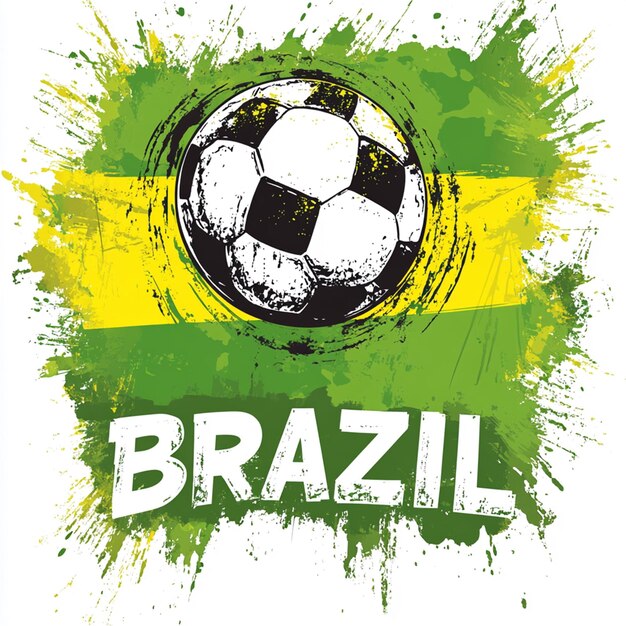 Photo brazilian soccer ball with floating white and black pattern