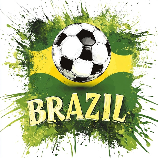 Photo brazilian soccer ball with floating white and black pattern