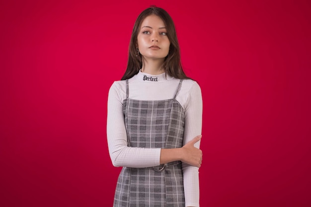 Brazilian teenager in studio wearing cool clothes and with various facial expressions