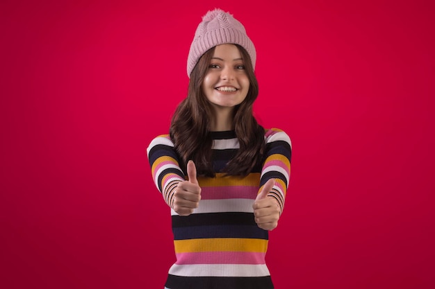 Brazilian teenager in studio wearing cool clothes and with various facial expressions