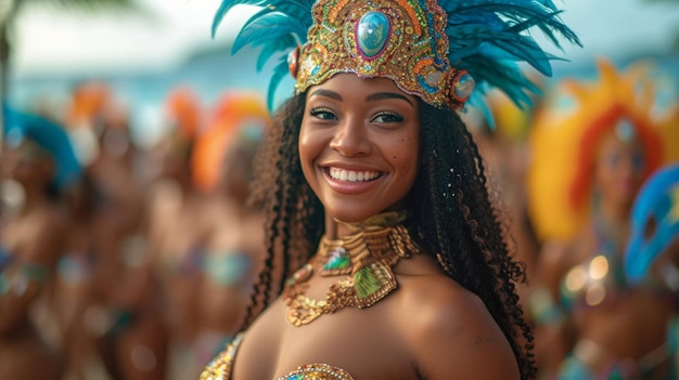 Brazilian wearing Samba Costume at party